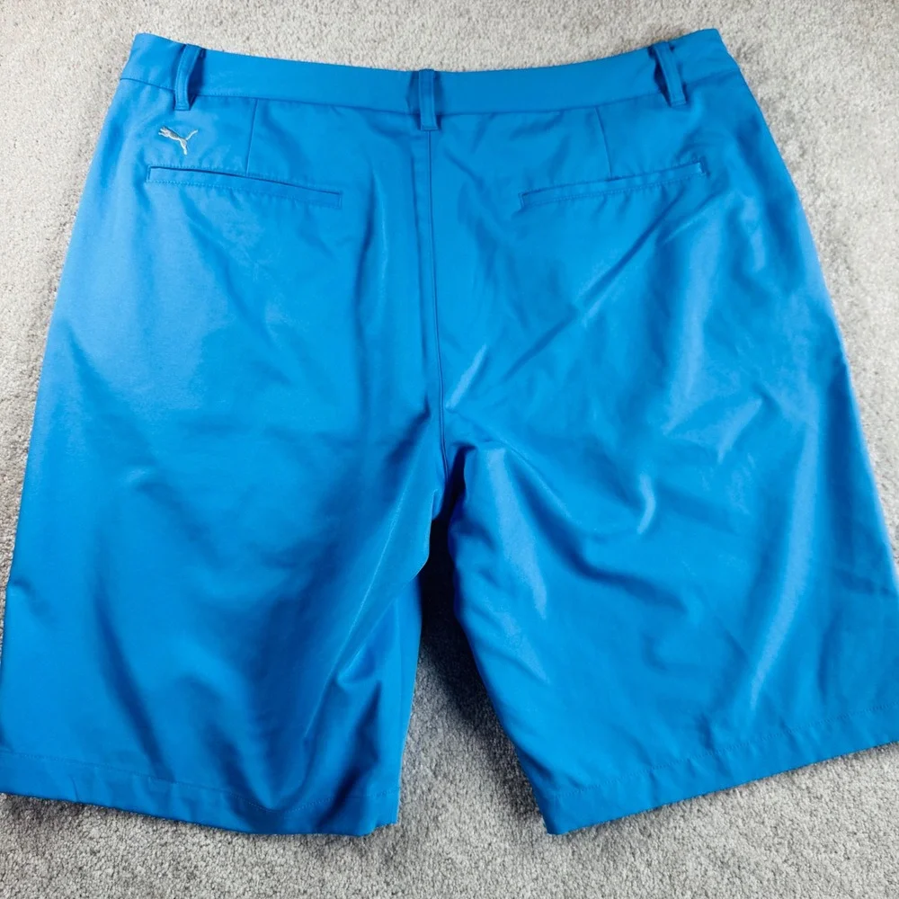 Puma Men Golf Shorts Blue W38 Solid Performance Activewear Polyester Regular Fit